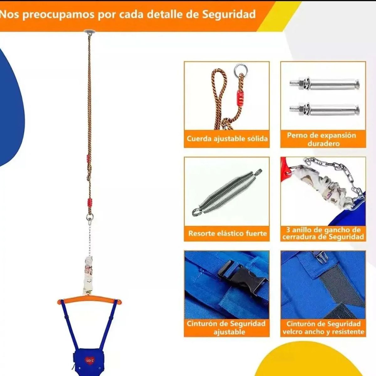 GENERICO - Saltador Para Bebé,con Gancho Ptecho,bebé Silla De Rebote