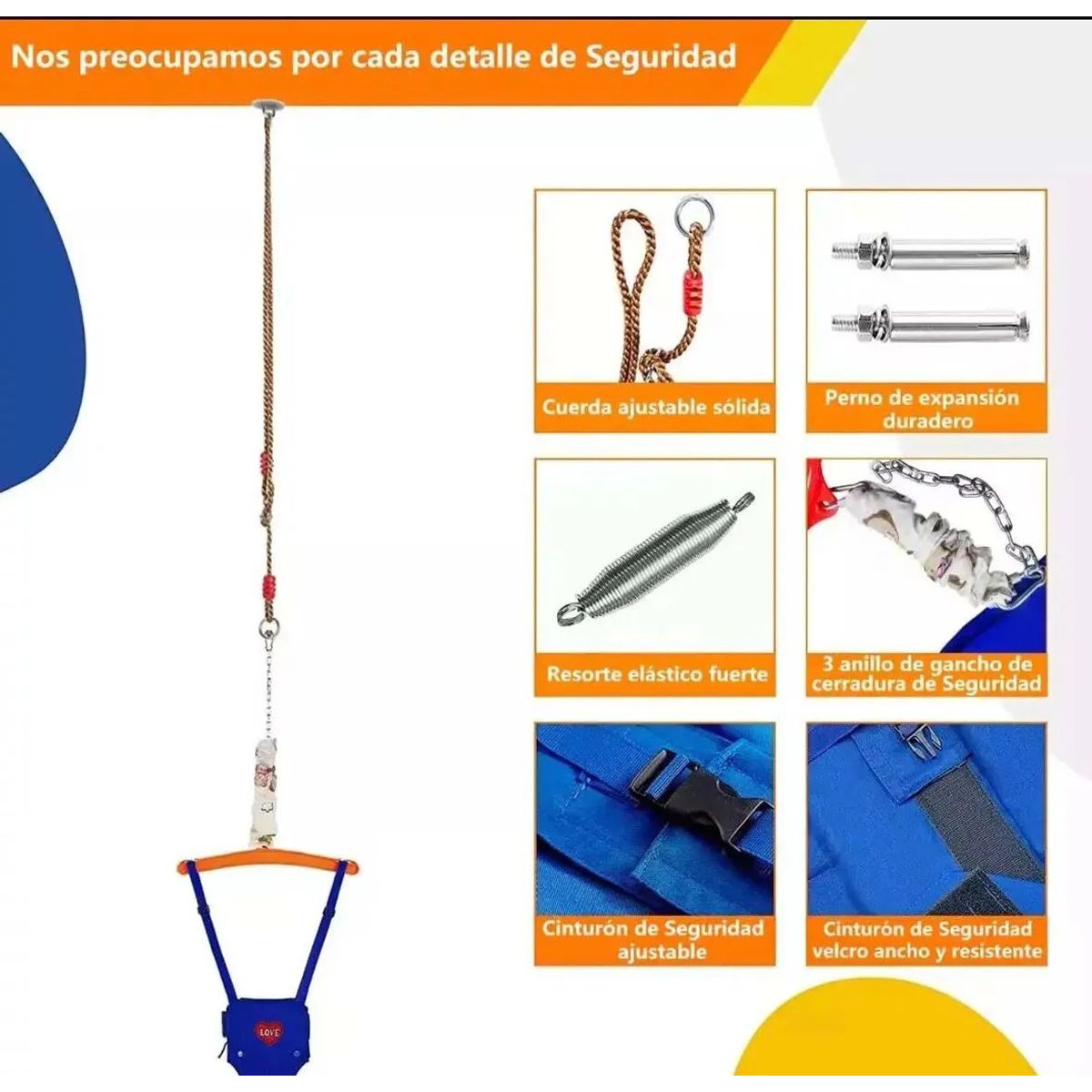 GENERICO - Saltador Para Bebé,con Gancho Ptecho,bebé Silla De Rebote
