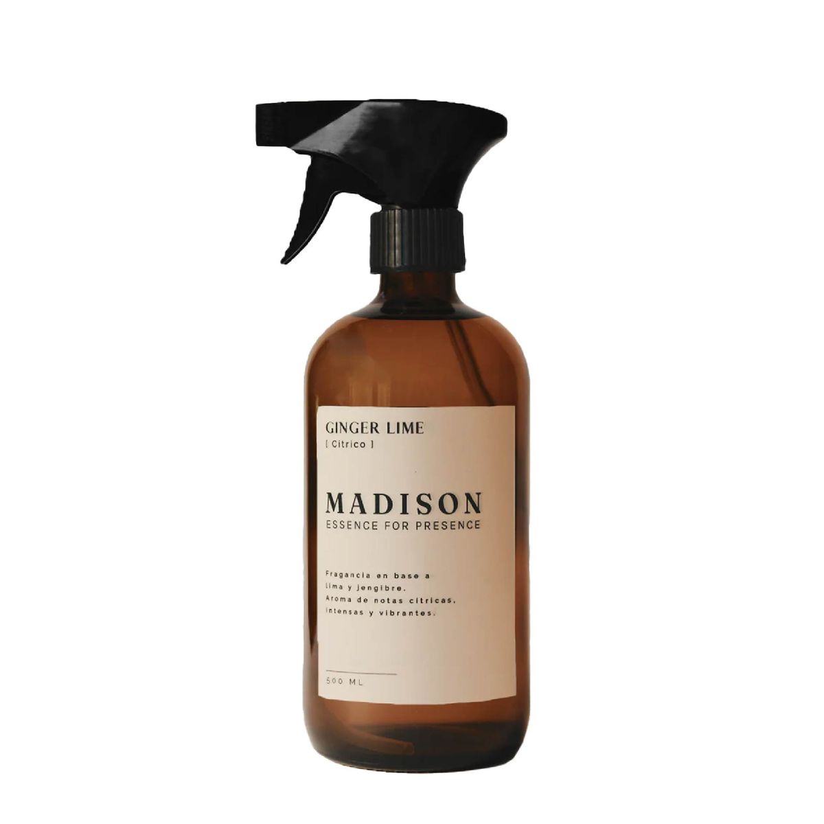 MADISON - Madison Home Spray Ambientador Cítrico Ginger Lime 500 ml Vidrio Ámbar