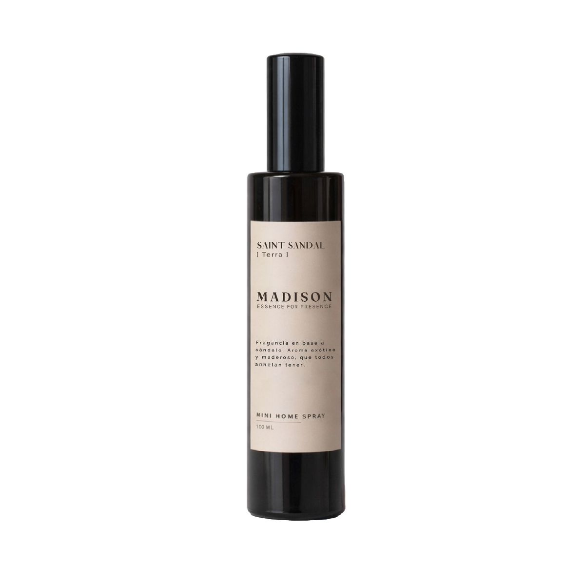 MADISON - Madison Mini Home Spray Ambientador Terra Saint Sandal 100 ml Vidrio Negro