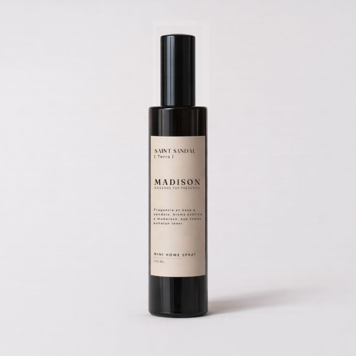 MADISON - Madison Mini Home Spray Ambientador Terra Saint Sandal 100 ml Vidrio Negro