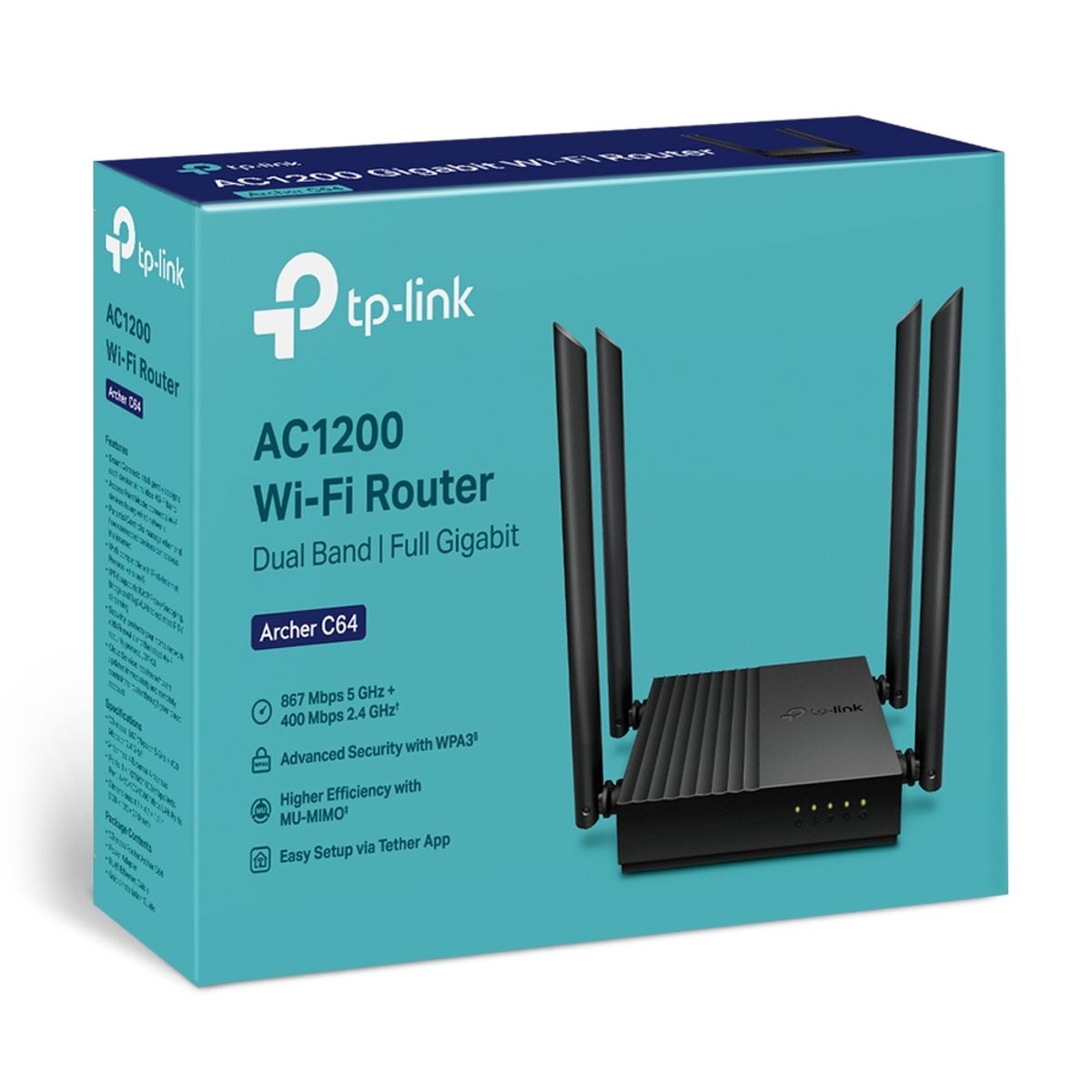 GENERICO - Router TP-Link Archer C64 AC1200 Wi-Fi Dual Band