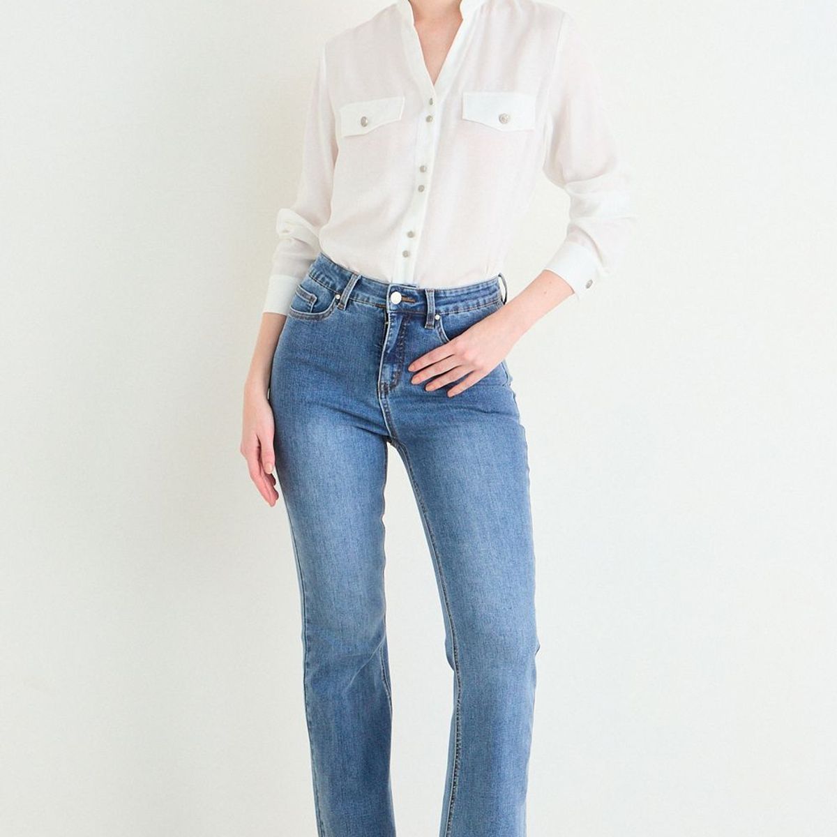 ASH - Flare Jeans Liso Mujer Azul Ash