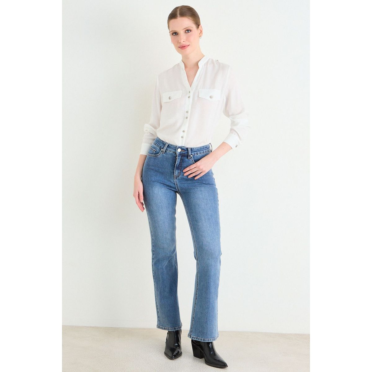 ASH - Flare Jeans Liso Mujer Azul Ash