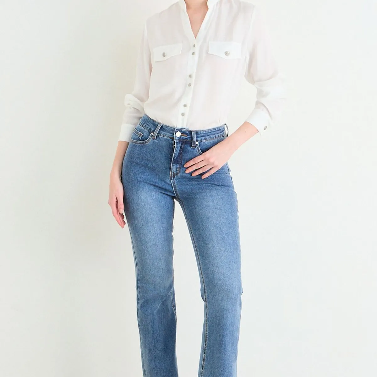 ASH - Flare Jeans Liso Mujer Azul Ash