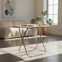 GENERICO - Mesa Plegable Cuadrada Portátil Tipo Madera 60cm x70cm