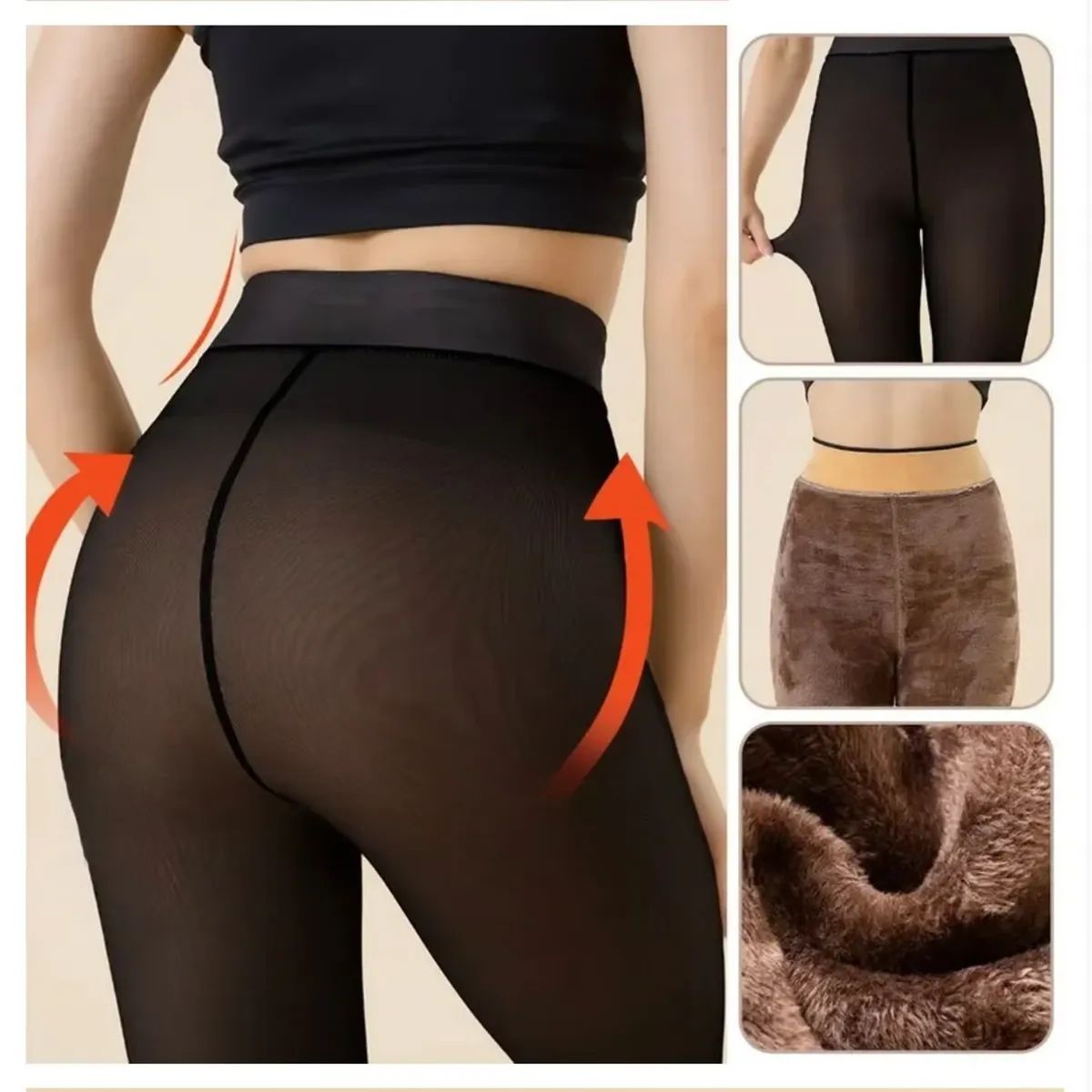 MOVI - Calza Tipo Panty Efecto Piel Micropolar Abrigo invisible con estilo