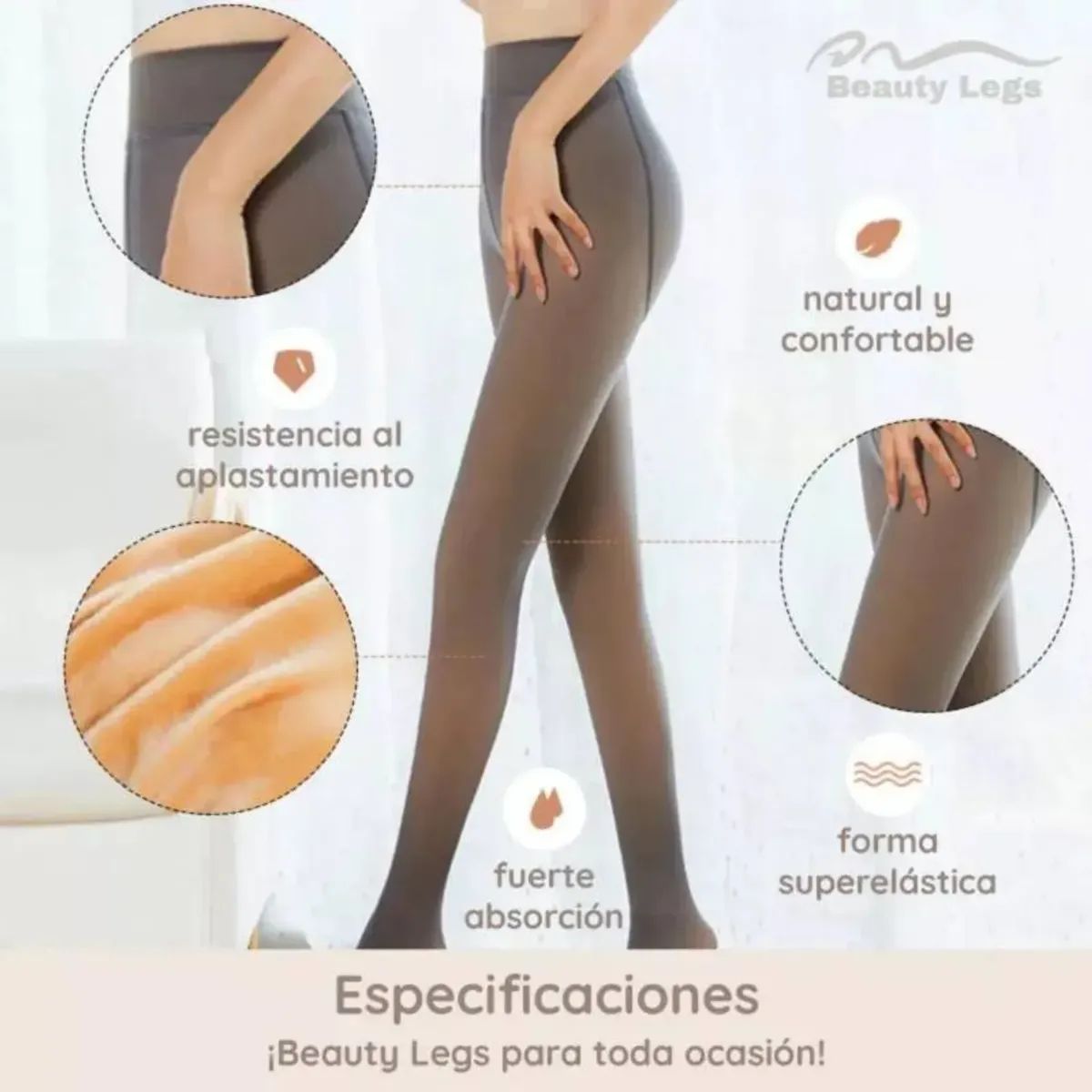 MOVI - Calza Tipo Panty Efecto Piel Micropolar Abrigo invisible con estilo