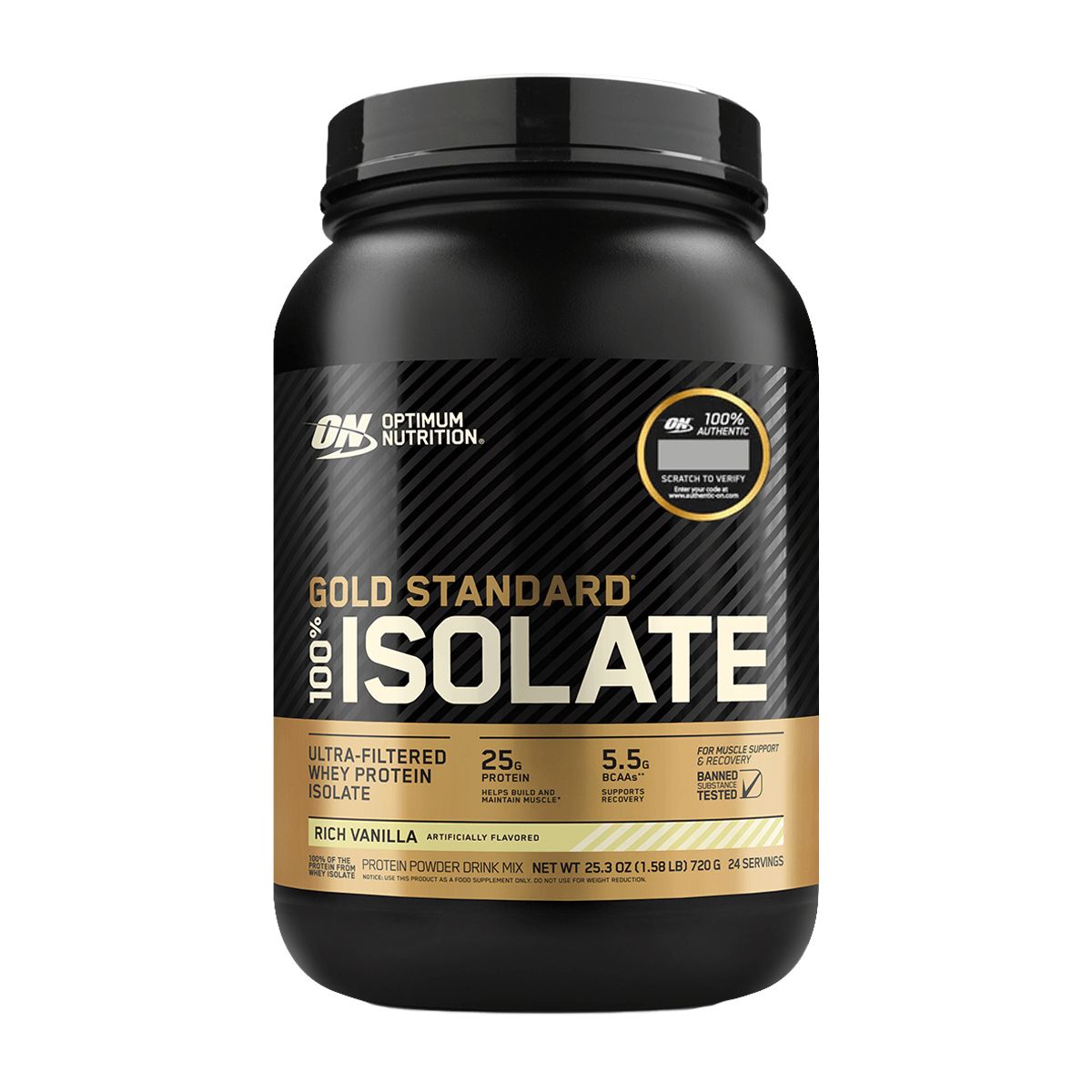 OPTIMUN NUTRITION - GOLD STANDARD 100% ISOLATE VAINILLA GF - 1.58 LB, ON