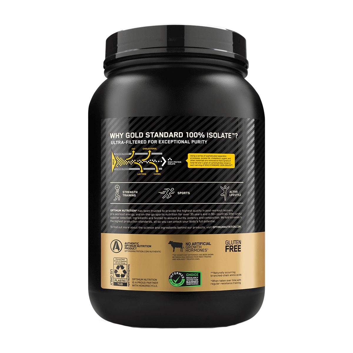 OPTIMUN NUTRITION - GOLD STANDARD 100% ISOLATE VAINILLA GF - 1.58 LB, ON
