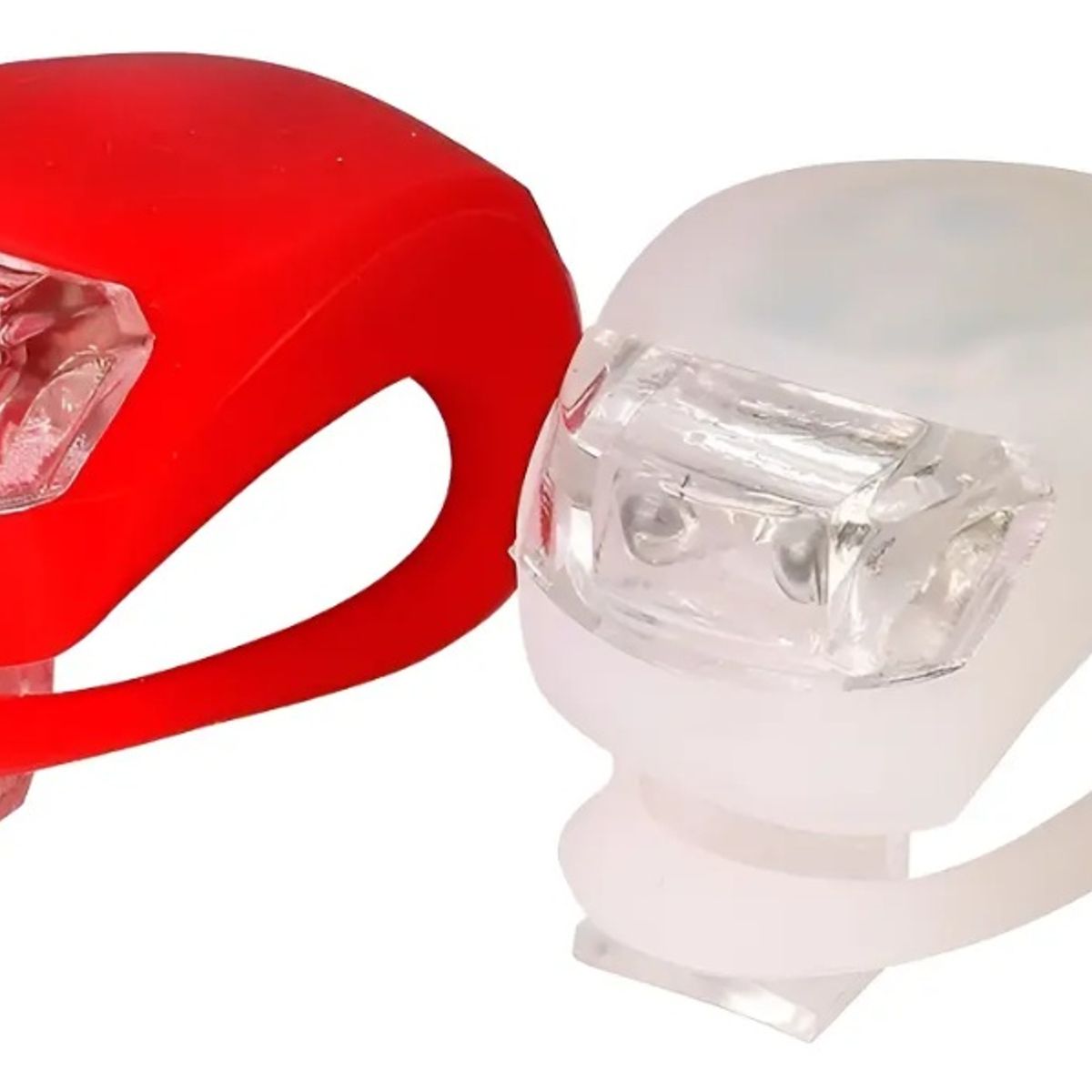 GENERICO - Set de 2 Luces LED con soporte Bicicleta Silicona Impermeables Rojo\Blanco