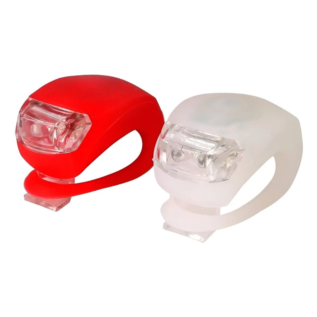 GENERICO - Set de 2 Luces LED con soporte Bicicleta Silicona Impermeables Rojo\Blanco