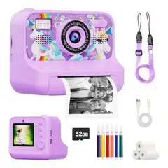 GENERICO - Cámara De Fotos Digital Para Niños Impresión Instantánea Lila BELUG
