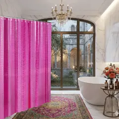 GENERICO - Cortina Baño Ducha Poliester 180x180 Transparente Rosada
