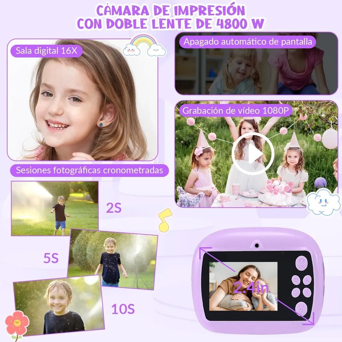 GENERICO - Cámara Instantánea Infantil Con Memoria Y Rollos Incluidos BELUG