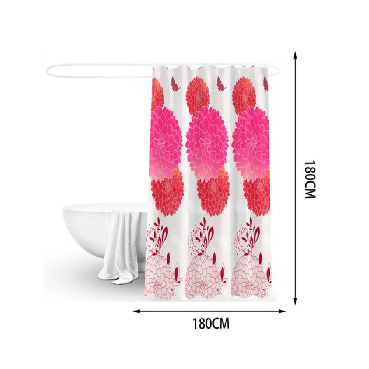 CARIBEE - Cortina Ducha Baño 180x180 Elegante Rosa