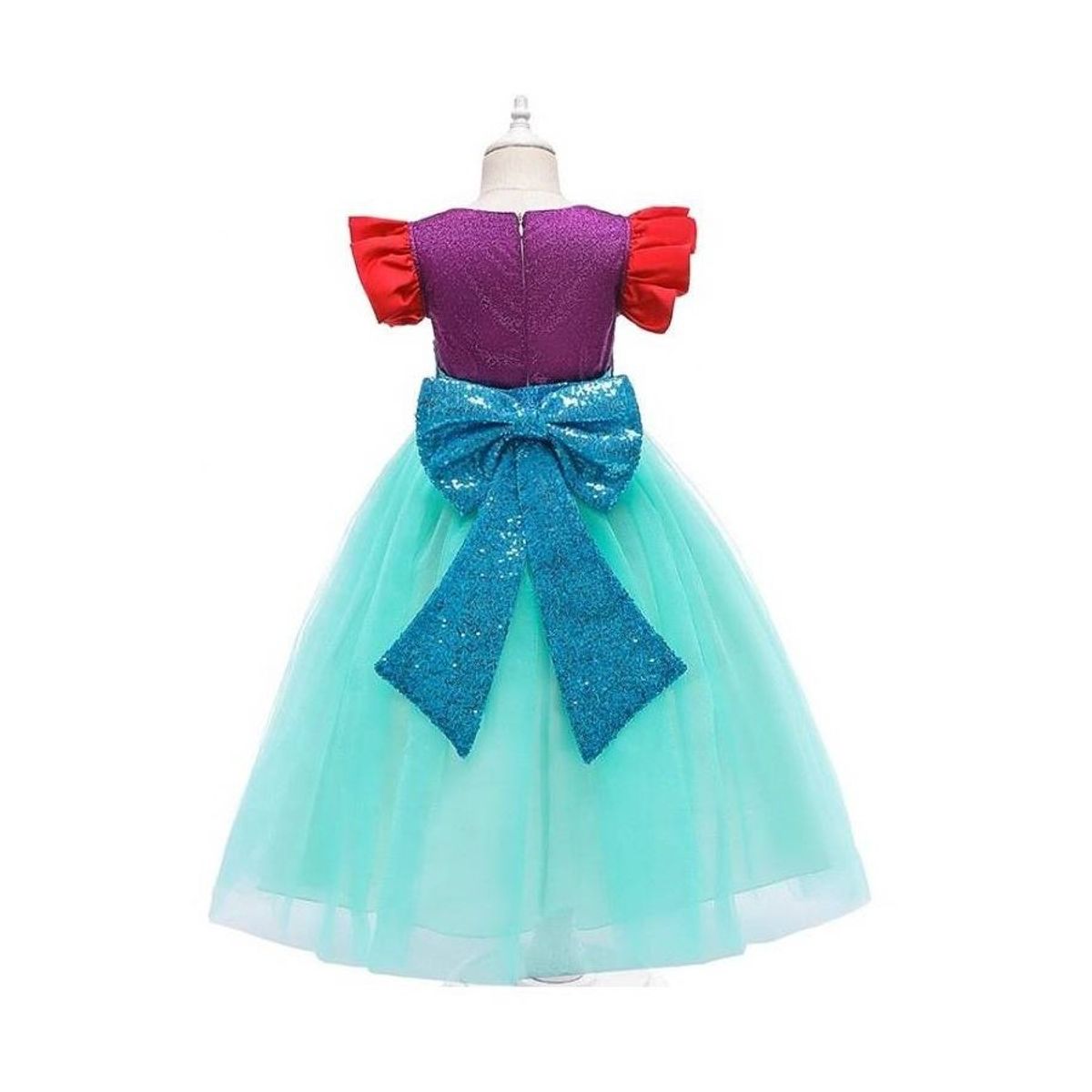 ALMA & DECO - Vestido Niña Sirenita Turquesa Púrpura y Rojo