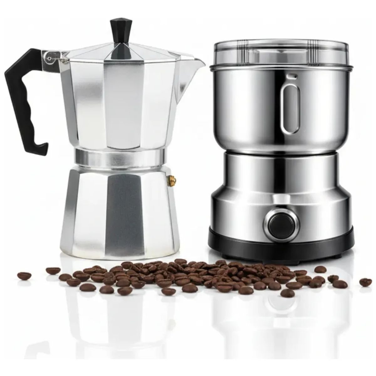 NO LOGO - Cafetera Italiana 9 Tazas + Molinillo Eléctrico Granos