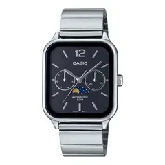 CASIO - MTP-M305D-1AV Black Dial MoonPhase Stainless Steel Mens Watch