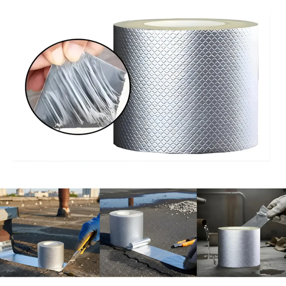 GENERICO - Cinta Impermeable Aluminio 10cm X 10mts - Repara Goteras, Techos Y Filtraciones - Incluye 2 Piezas - Resistente Al Agua Y Duradera