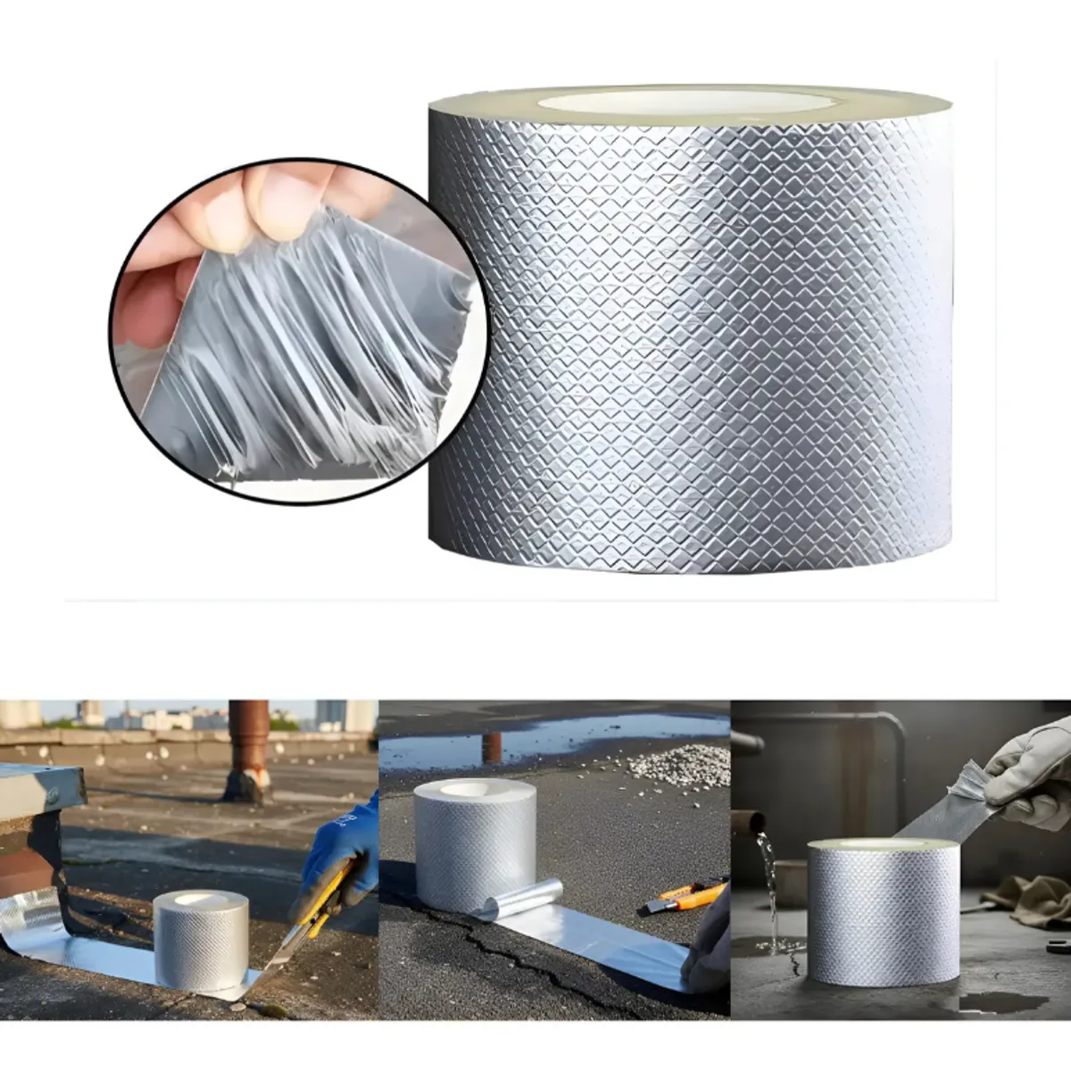 GENERICO - Cinta Impermeable Aluminio 10cm X 10mts - Repara Goteras, Techos Y Filtraciones - Incluye 2 Piezas - Resistente Al Agua Y Duradera