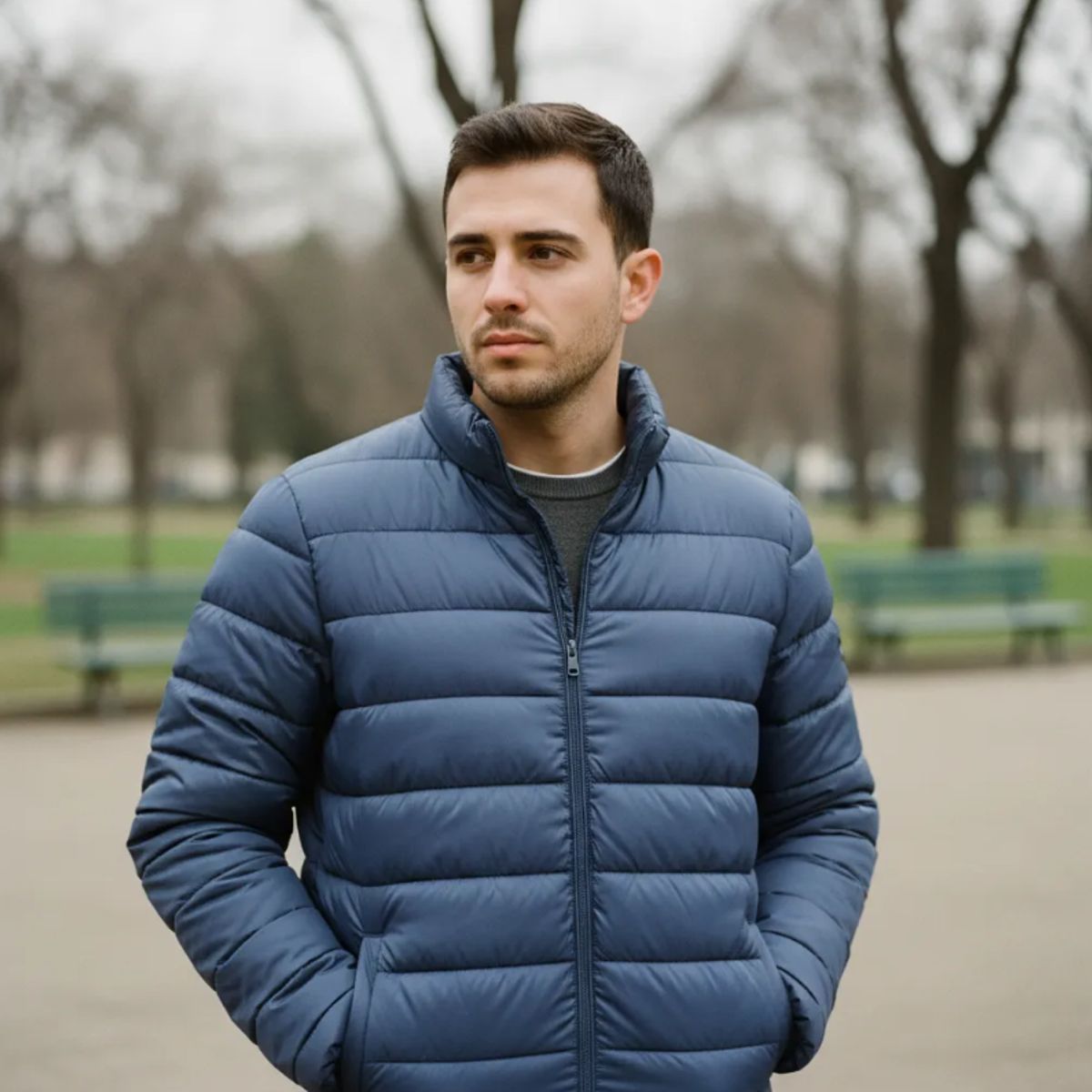AGW - Parka Hombre Acolchada Liviana Con Polar Interior