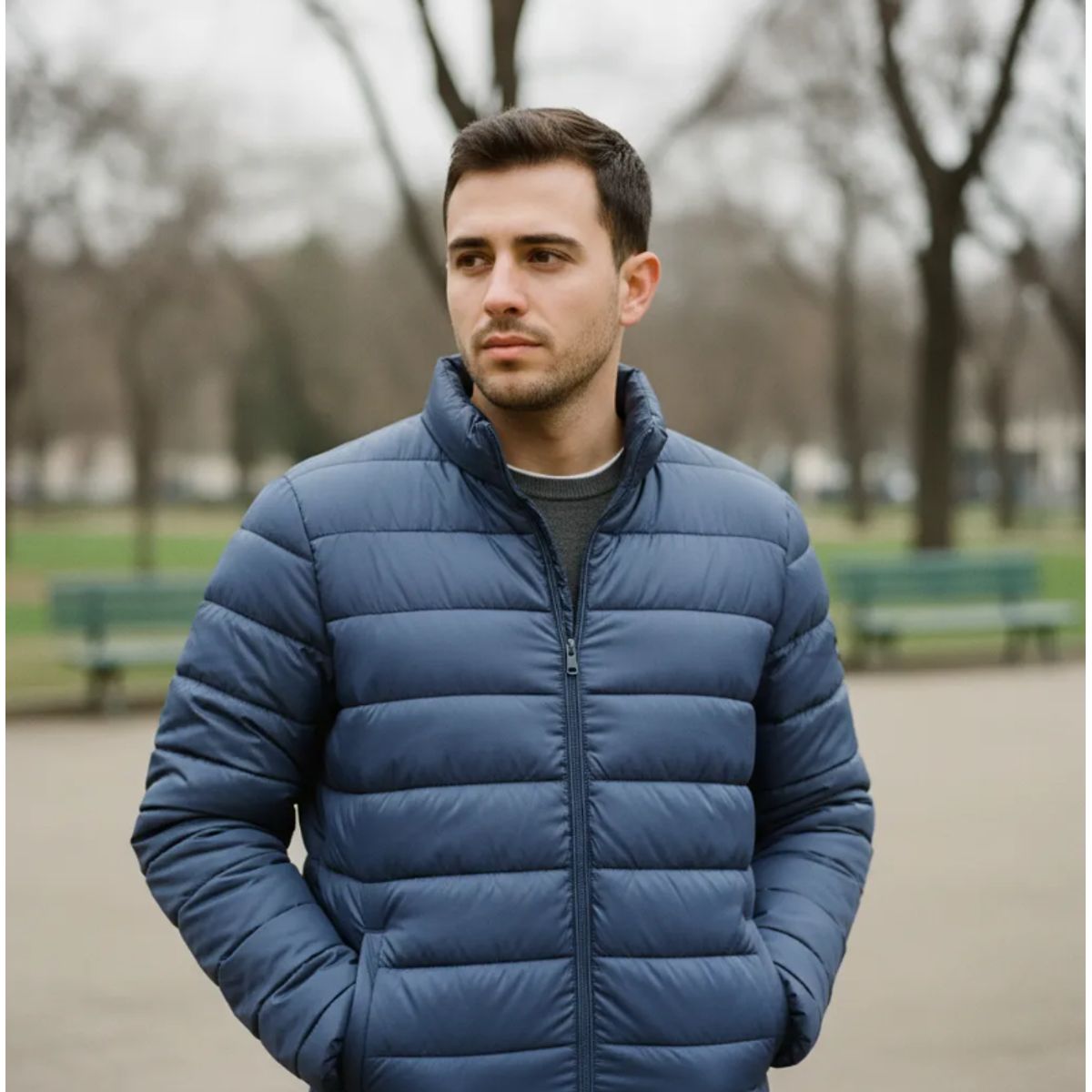 AGW - Parka Hombre Acolchada Liviana Con Polar Interior