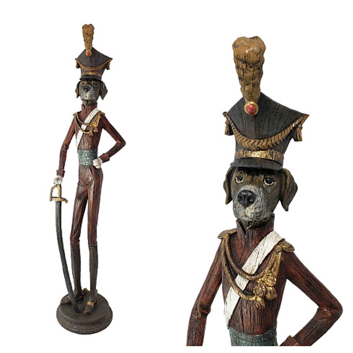 GENERICO - Estatua Galgo Realista "The Commander" – Elegancia Histórica de 85 cm