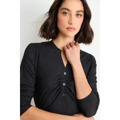 ASH - Polera Lisa Manga Larga Mujer Negro