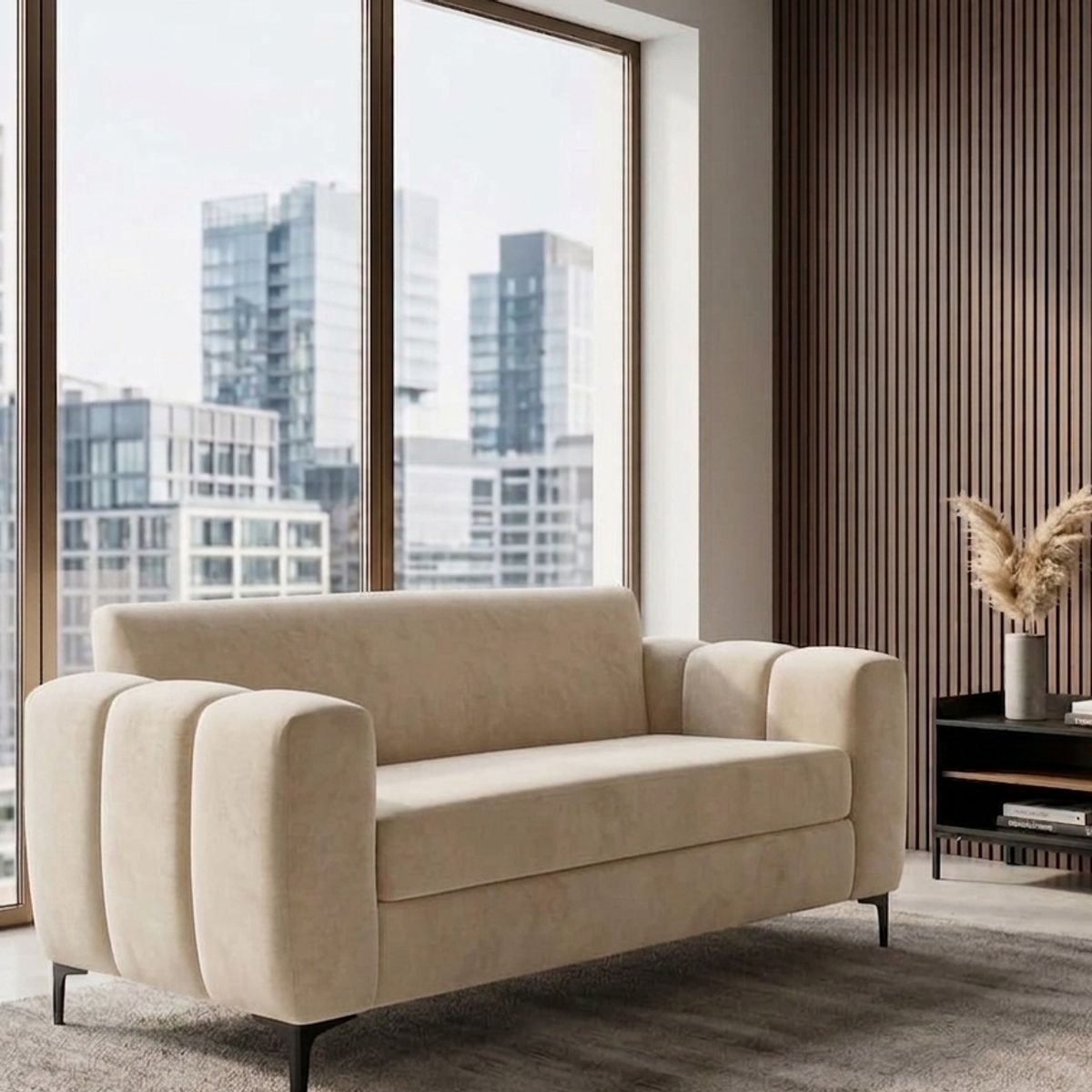 MUEBLES NATIVA - Sofa Bruma Crudo 2 Cuerpos