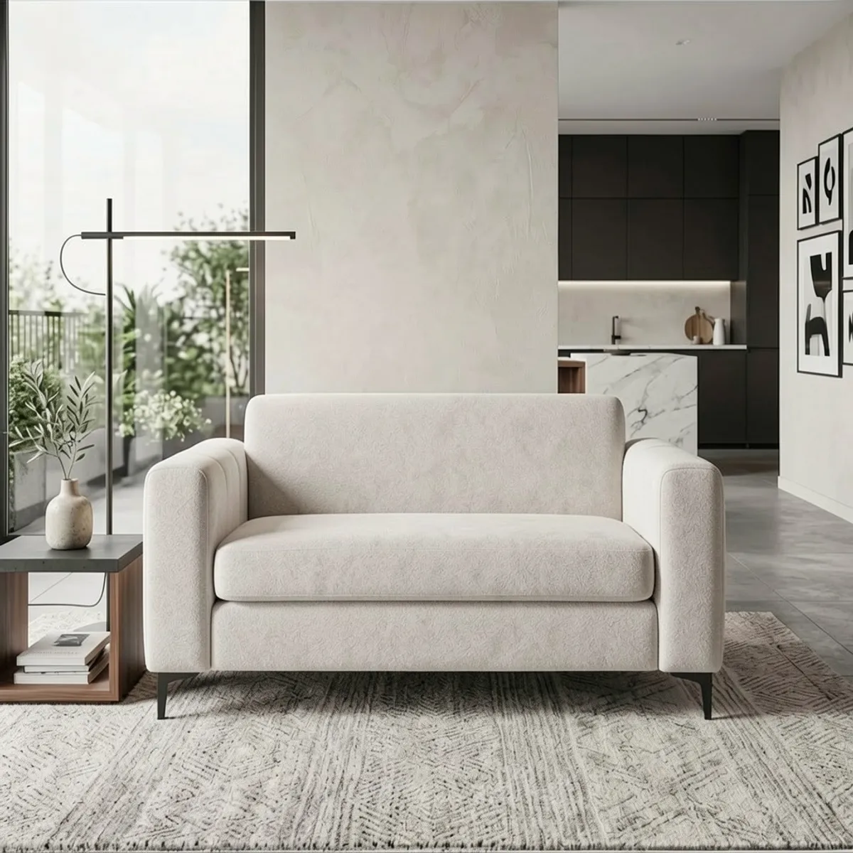 MUEBLES NATIVA - Sofa Bruma Crudo 2 Cuerpos