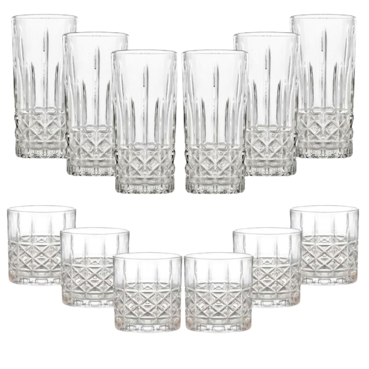 ALLEGRA - Set 12 Vasos Altos y Bajos  Stirling Transparente