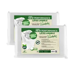 KEYHOME - Pack x2 Almohadas 59x39x12 Cm Latex Eucaliptos Lavable