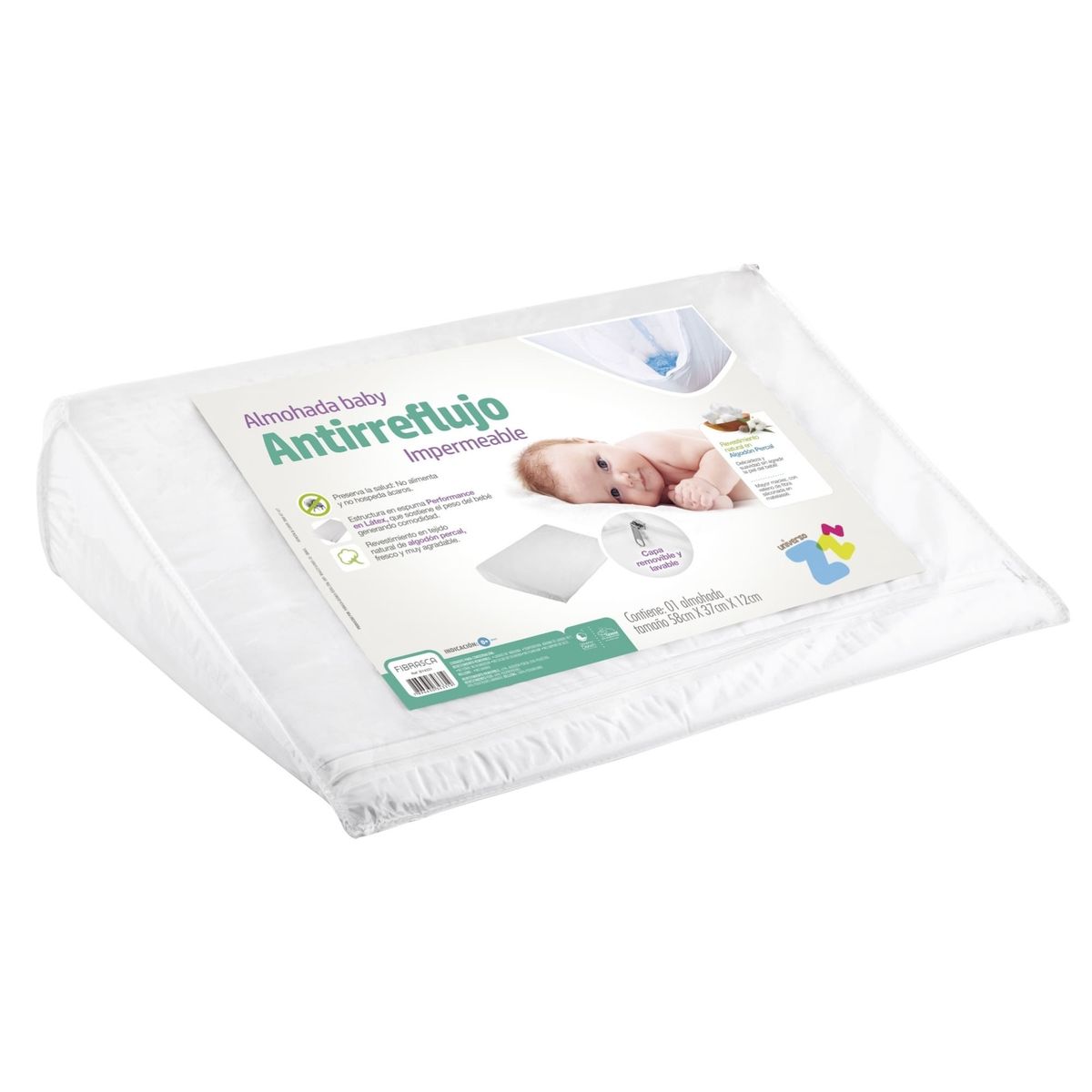 KEYHOME - Almohada Antireflujo Baby Impermeable 58x37x12 Cm