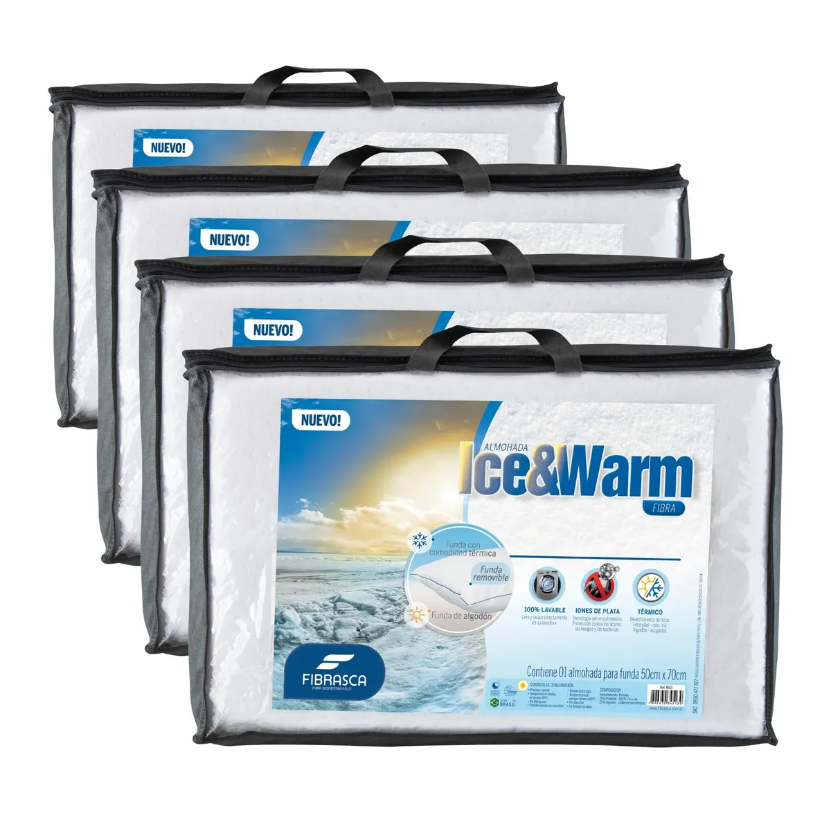 KEYHOME - Pack x4 Almohadas 50x70 Cm Ice&Warm