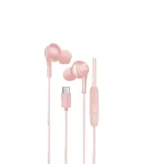 MOTOMO - AUDIFONOS EARPHONES IN-EAR CABLE TRENZADO USB-C MICROFONO ROSADO AUEARPH78