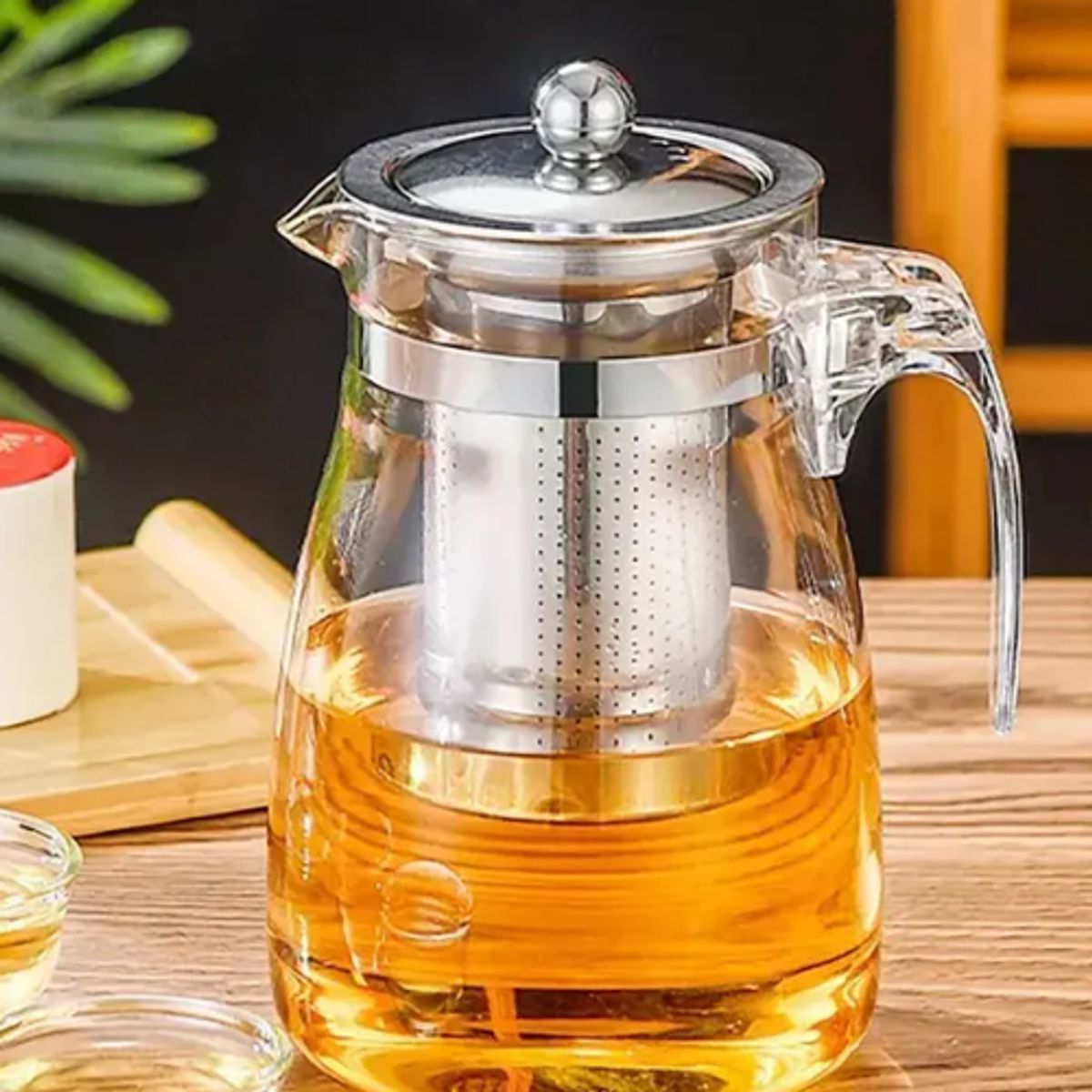 GENERICO - Tetera Té Infusiones Vidrio Con Filtro Acero Inox 750ml