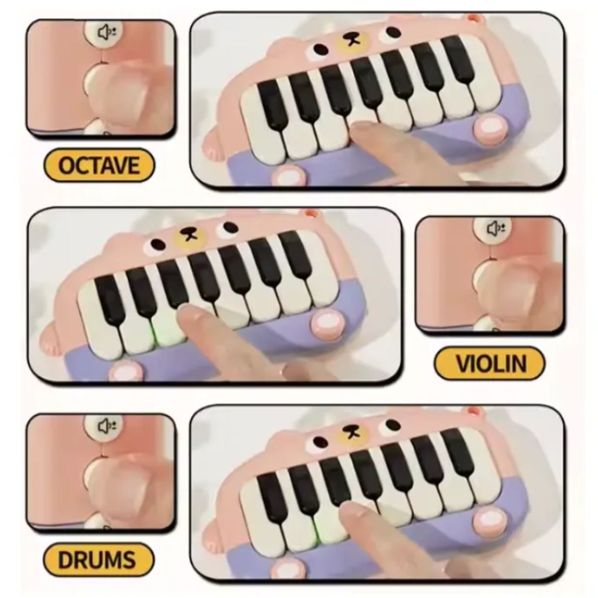GENERICO - Juguete Piano Musical Didáctico Con Luz Diseño Oso rosado