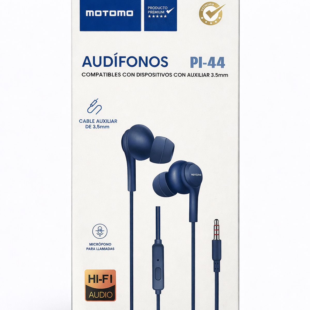 MOTOMO - AUDIFONOS ALAMBRICO IN-EAR MANOS LIBRES 3.5MM AZUL PH-44