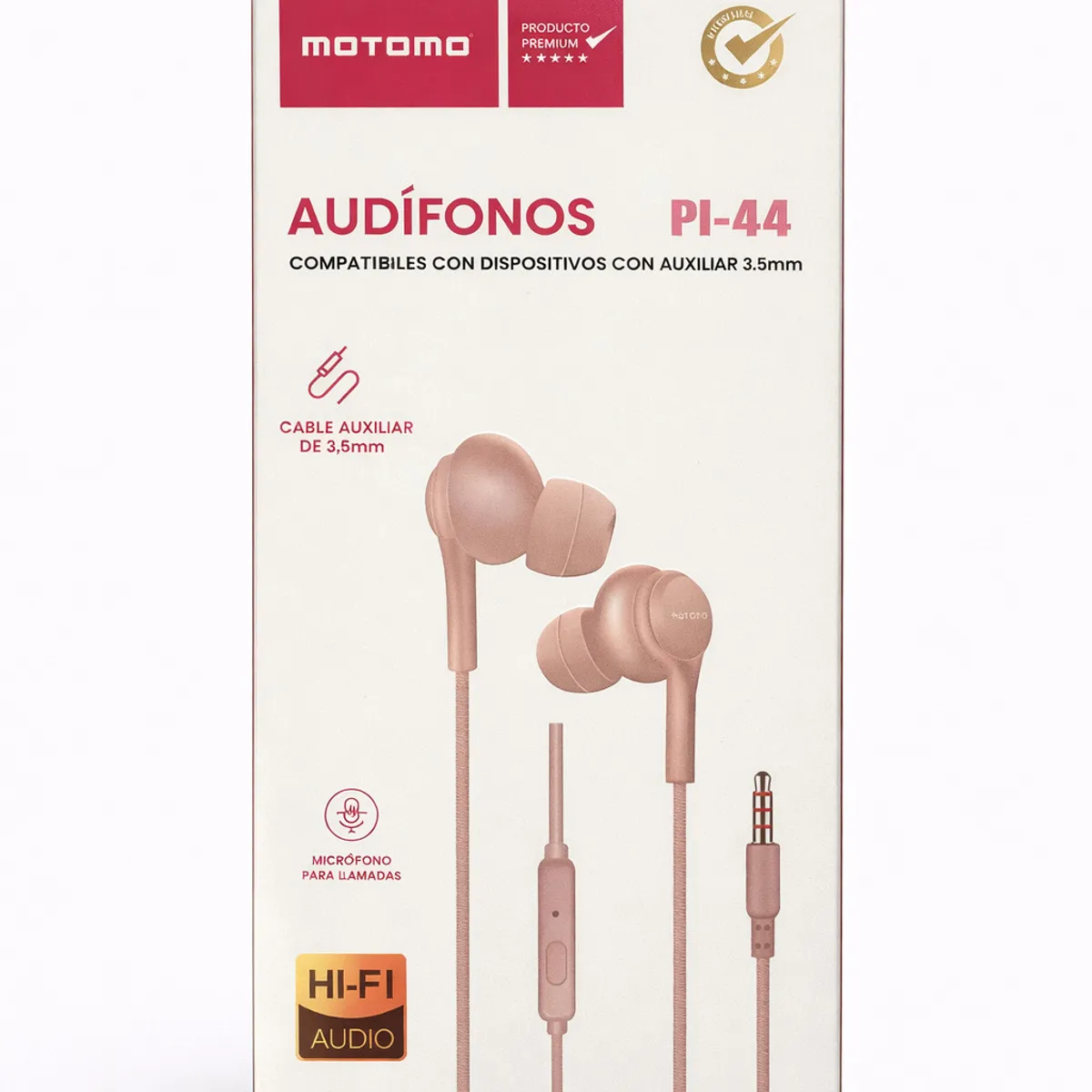 MOTOMO - AUDIFONOS ALAMBRICO IN-EAR MANOS LIBRES 3.5MM ROSA PH-44