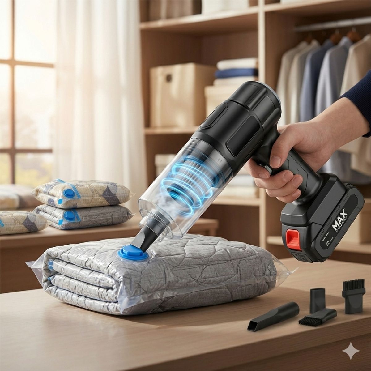 IRM - Bolsas Al Vacio 12 70x110 Ropa Sabanas Mas Aspiradora Inalambrica Recargable Ahorra Espacio FIGOIMPORT