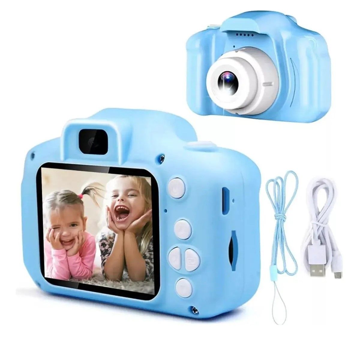 GENERICO - Mini Cámara Compacta Kids 14.1 Mpx Celeste Zoom Óptico 4x Pantalla 2" USB BELUG