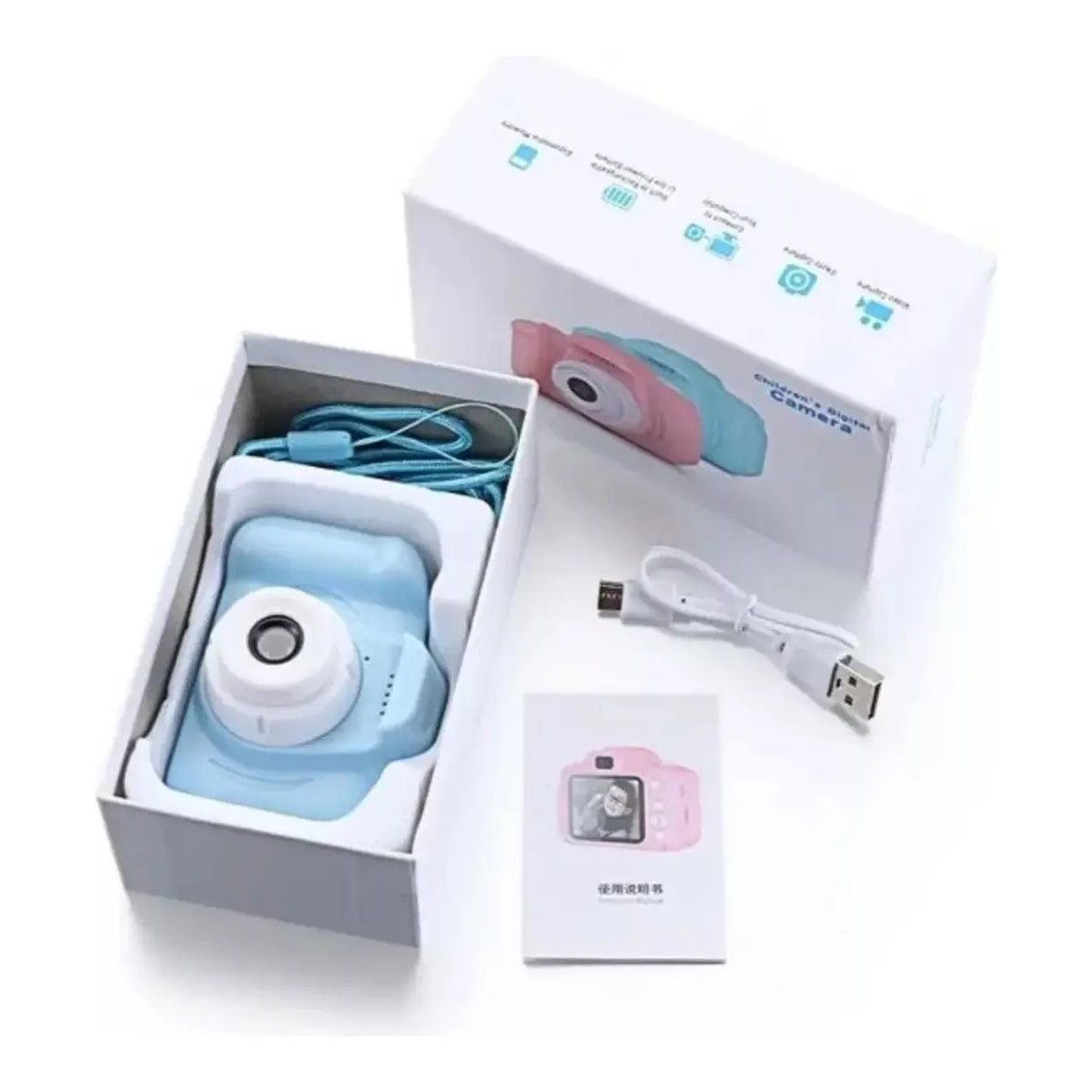 GENERICO - Mini Cámara Compacta Kids 14.1 Mpx Celeste Zoom Óptico 4x Pantalla 2" USB BELUG