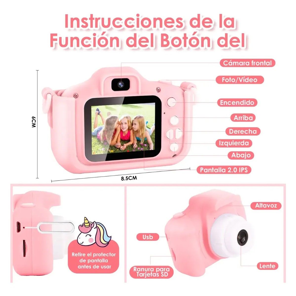 GENERICO - Mini Cámara Fotográfica Digital Para Niños Con Funda Y 32 Gb BELUG