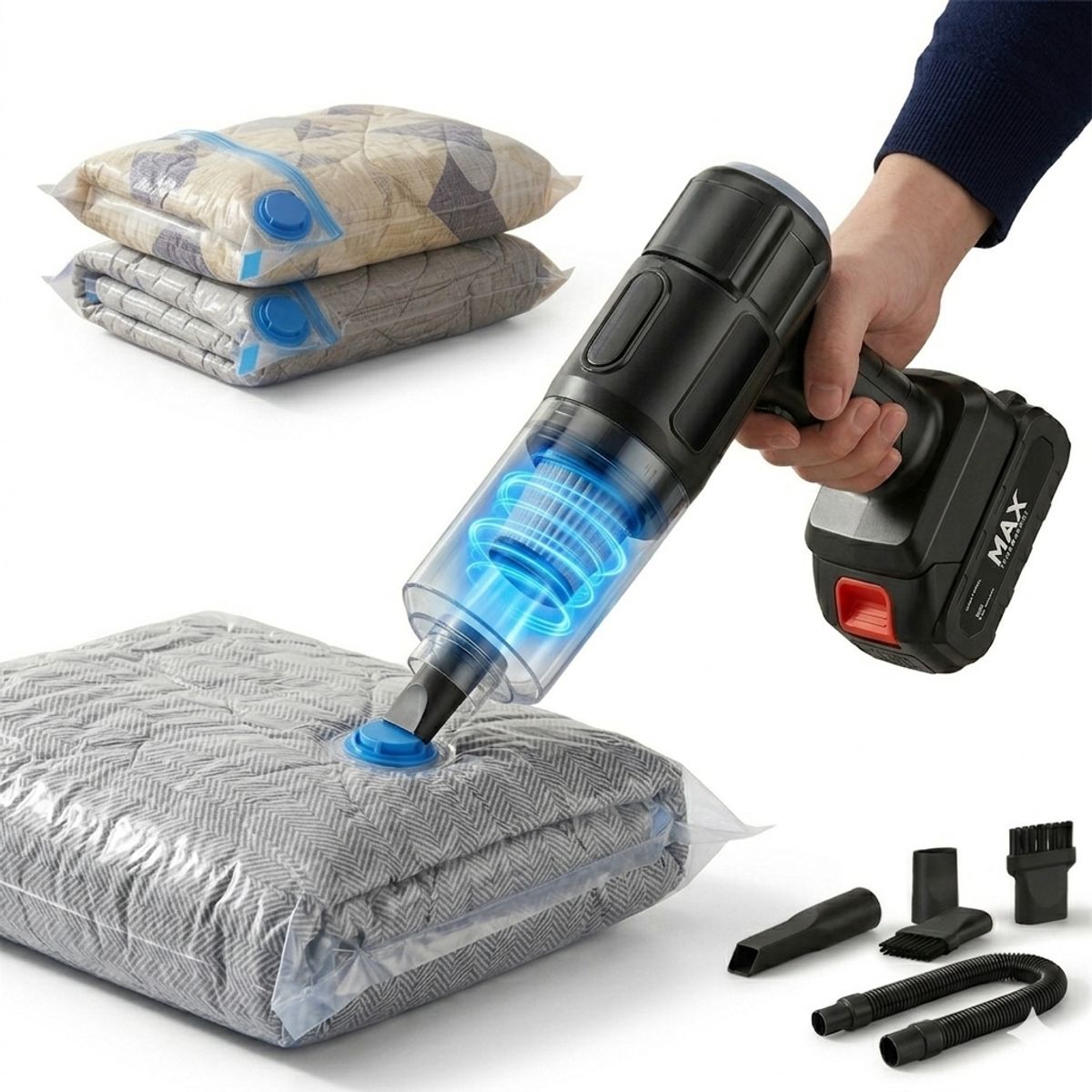 IRM - Bolsas Al Vacio 12UND 60x80 Mas Aspiradora  Portatil Organizador Closet Hogar FIGOIMPORT