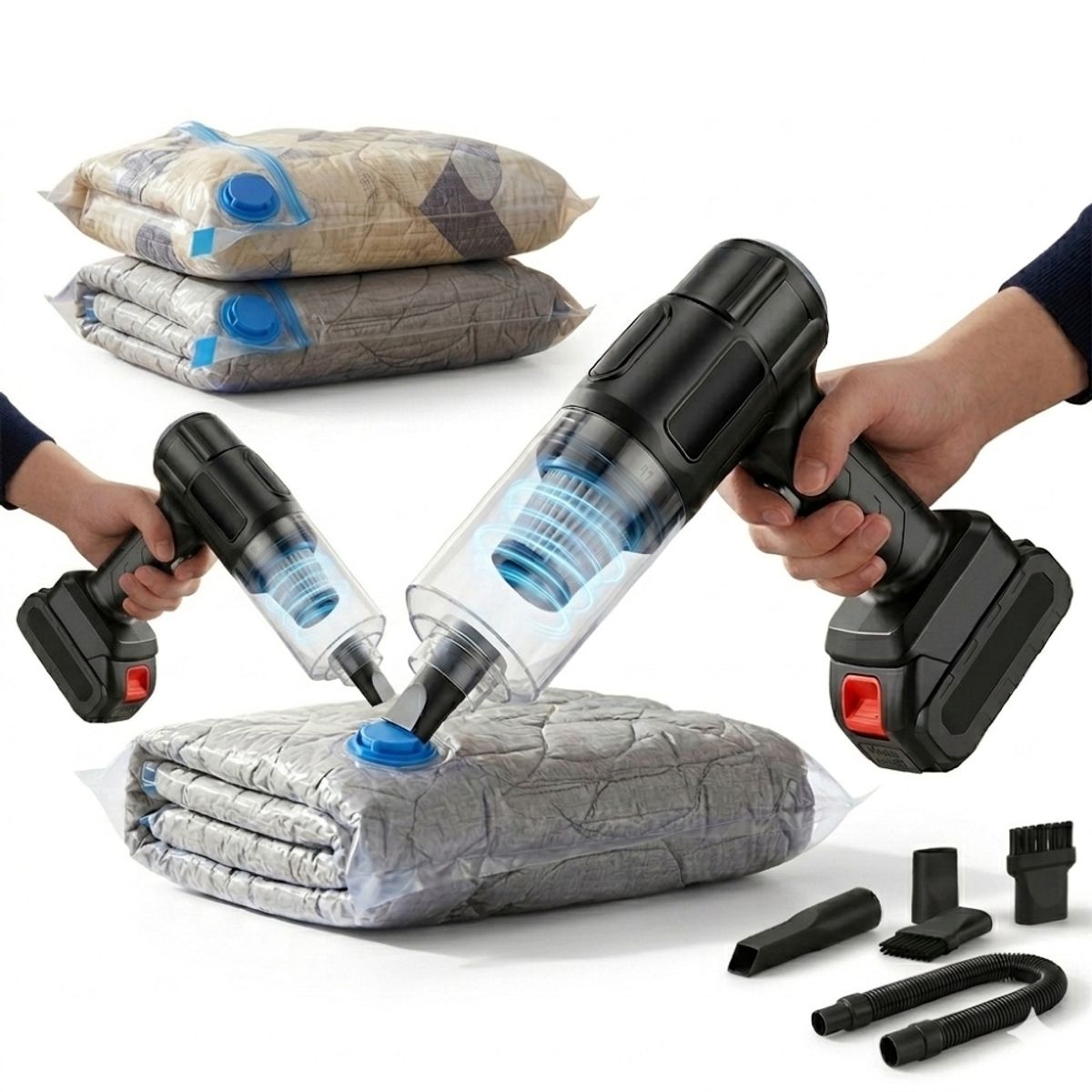 IRM - Bolsas Al Vacio X2 80x130 Ropa  Mas Aspiradora Inalambrica Recargable Ahorra Espacio FIGOIMPORT