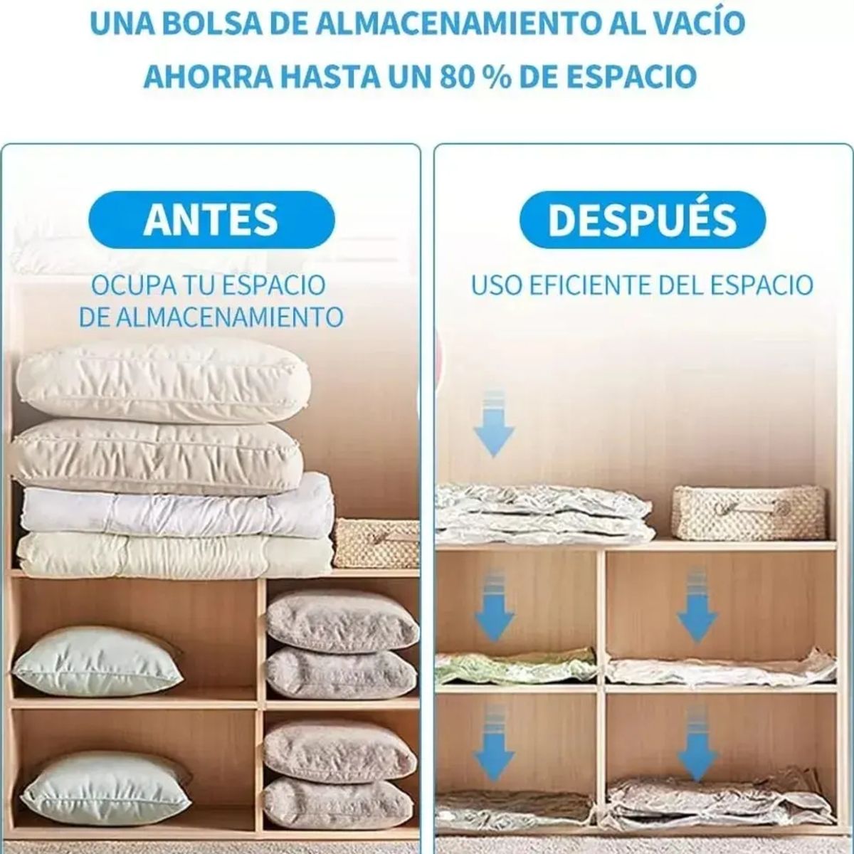 IRM - Bolsas Al Vacio X2 80x130 Ropa  Mas Aspiradora Inalambrica Recargable Ahorra Espacio FIGOIMPORT