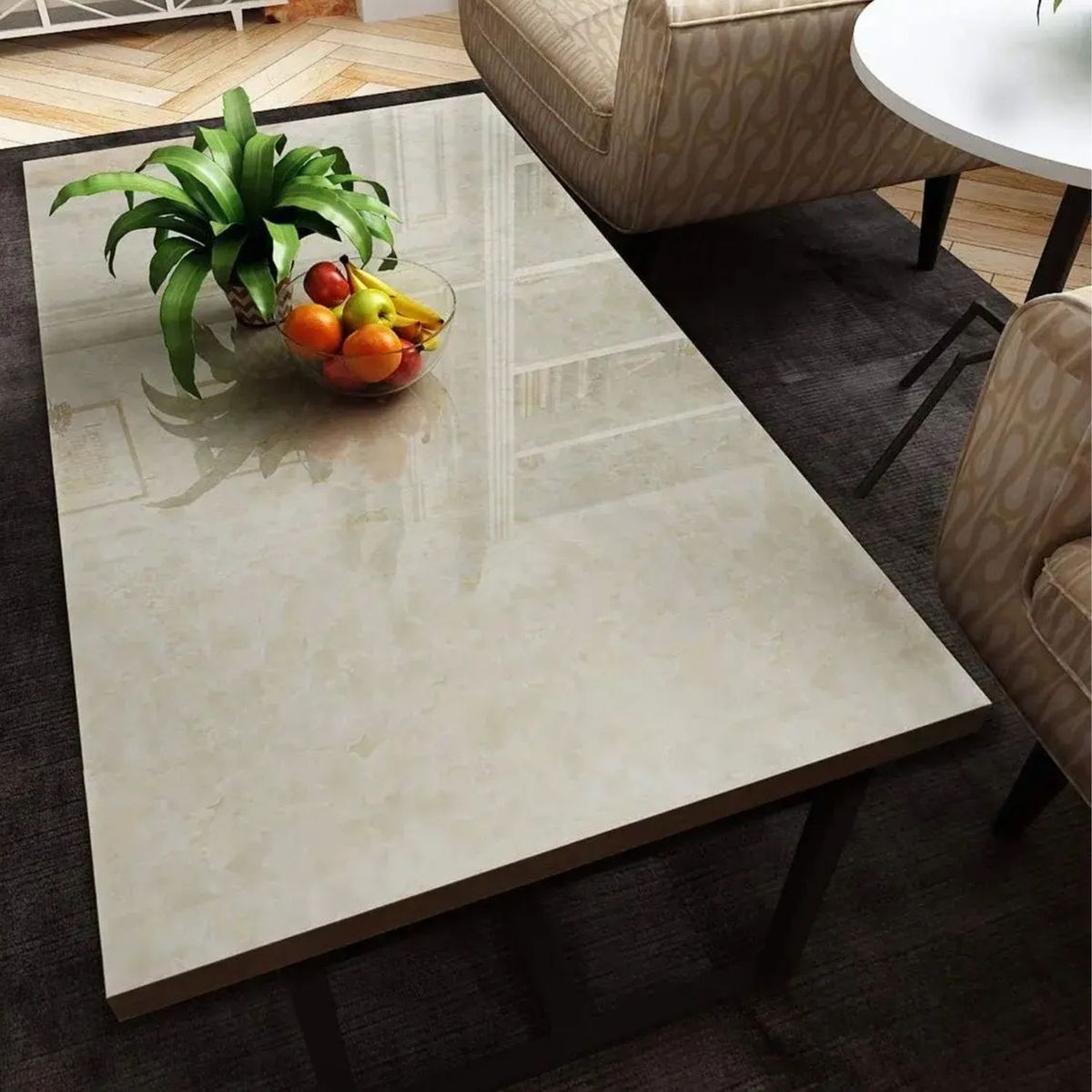 GENERICO - Papel Tapiz Adhesivo Mármol Impermeable 10 Metros Beige