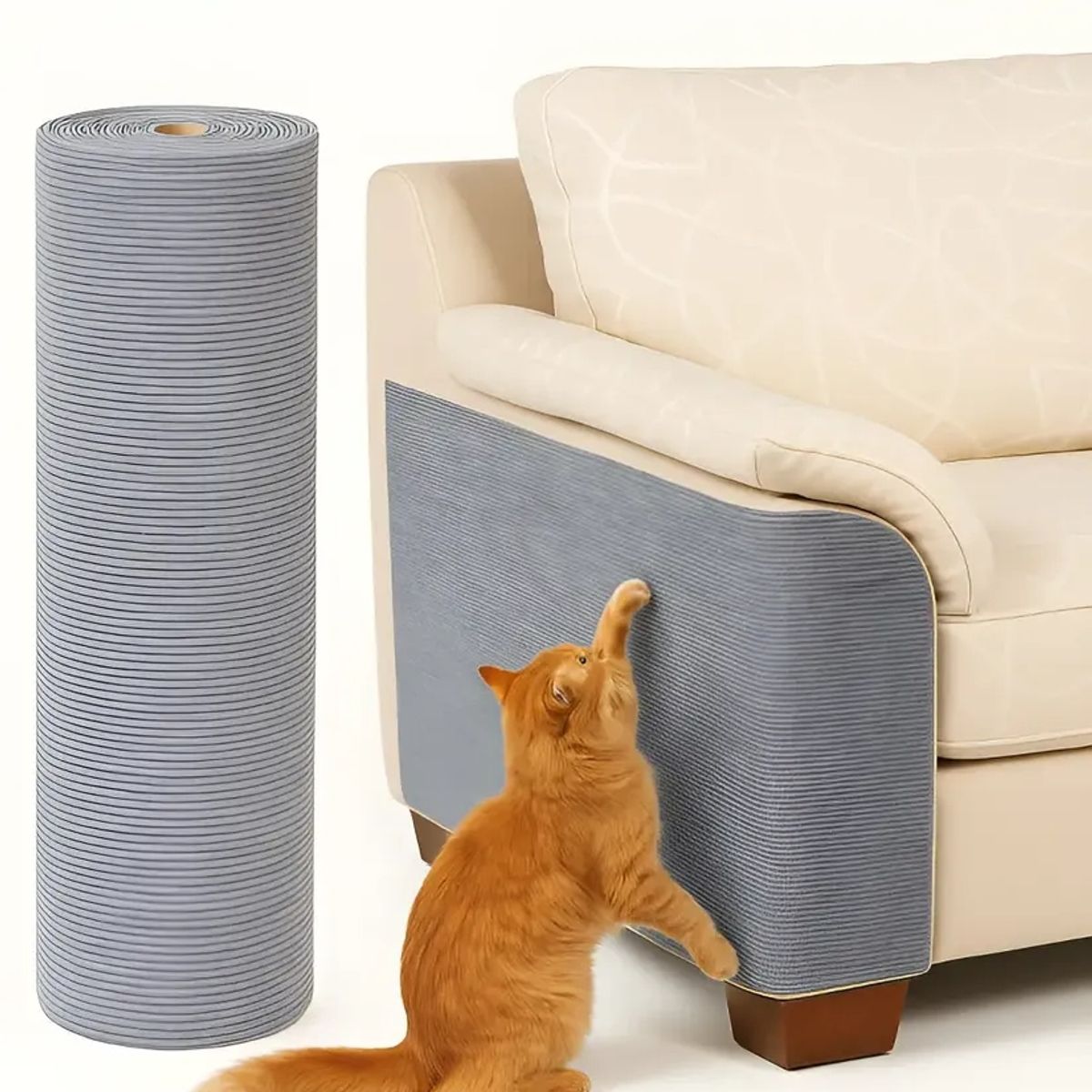GENERICO - Protector Sillon Gato Rascador 30x60 Adhesivo Antiaranazos Gris 30x60cm