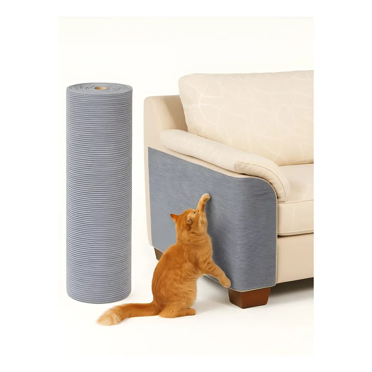 GENERICO - Protector Sillon Gato Rascador 30x60 Adhesivo Antiaranazos Gris 30x60cm